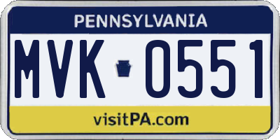 PA license plate MVK0551