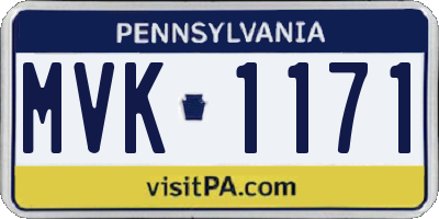PA license plate MVK1171