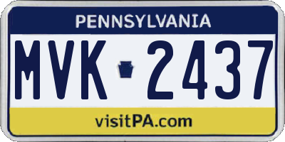 PA license plate MVK2437