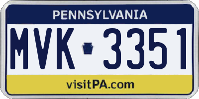 PA license plate MVK3351