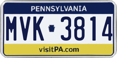 PA license plate MVK3814
