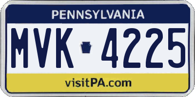 PA license plate MVK4225