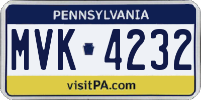 PA license plate MVK4232