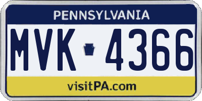 PA license plate MVK4366