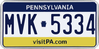 PA license plate MVK5334