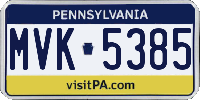 PA license plate MVK5385