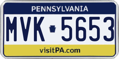 PA license plate MVK5653