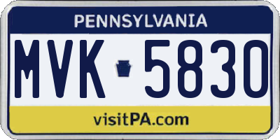 PA license plate MVK5830