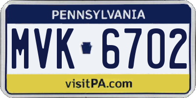 PA license plate MVK6702