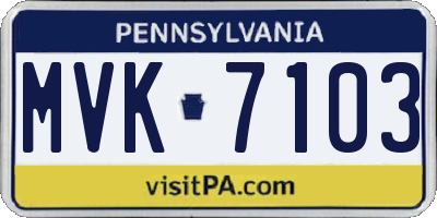 PA license plate MVK7103