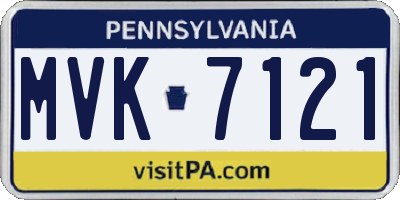 PA license plate MVK7121