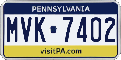 PA license plate MVK7402