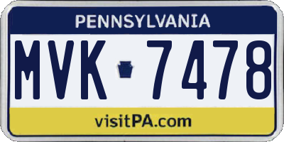 PA license plate MVK7478