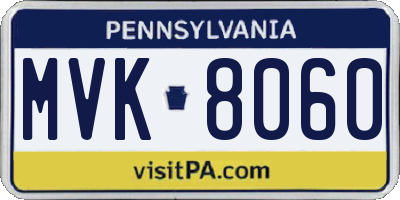 PA license plate MVK8060