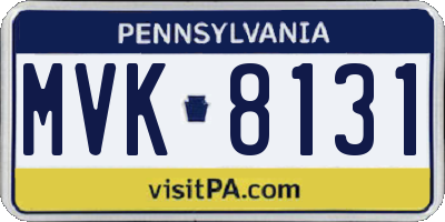 PA license plate MVK8131