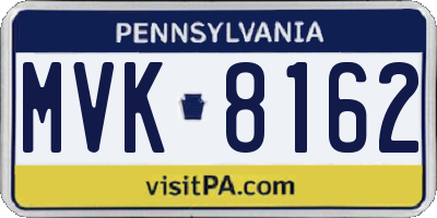 PA license plate MVK8162