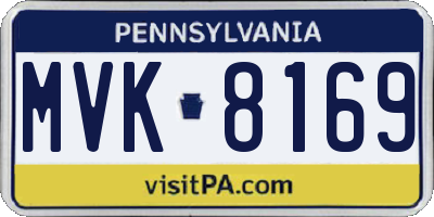 PA license plate MVK8169