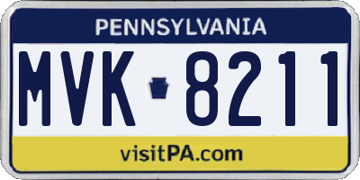 PA license plate MVK8211