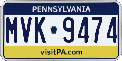 PA license plate MVK9474