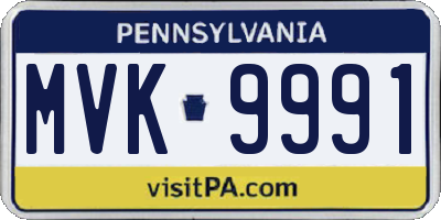 PA license plate MVK9991
