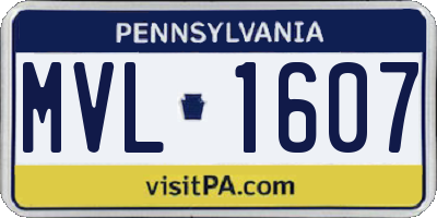 PA license plate MVL1607