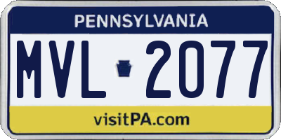 PA license plate MVL2077