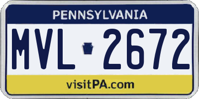 PA license plate MVL2672