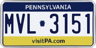 PA license plate MVL3151