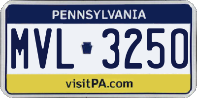 PA license plate MVL3250
