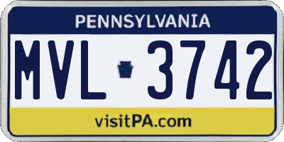 PA license plate MVL3742
