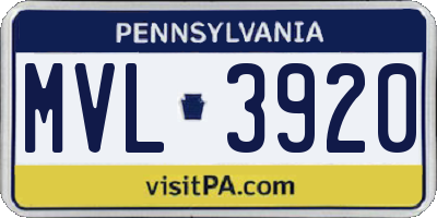 PA license plate MVL3920