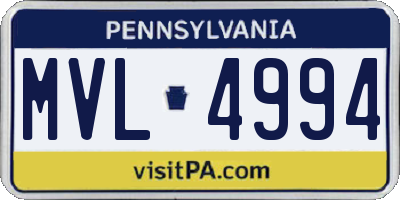 PA license plate MVL4994