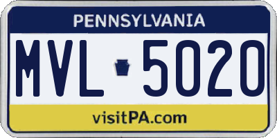 PA license plate MVL5020