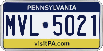 PA license plate MVL5021