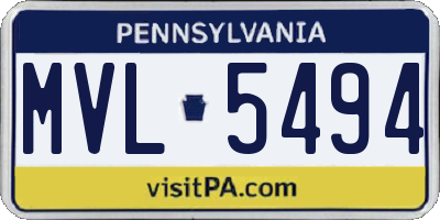 PA license plate MVL5494