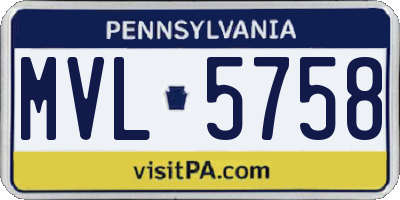 PA license plate MVL5758