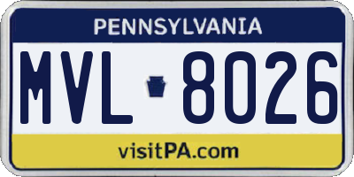PA license plate MVL8026