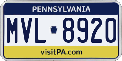 PA license plate MVL8920