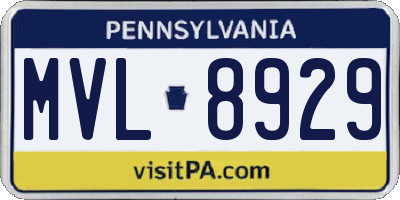 PA license plate MVL8929
