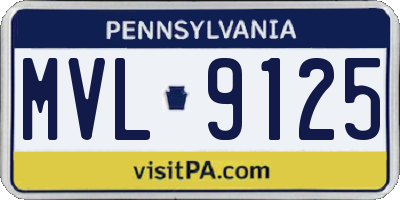 PA license plate MVL9125