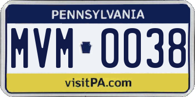 PA license plate MVM0038