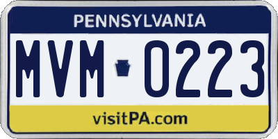 PA license plate MVM0223