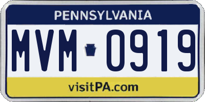 PA license plate MVM0919