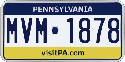 PA license plate MVM1878