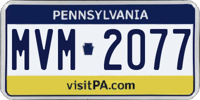 PA license plate MVM2077