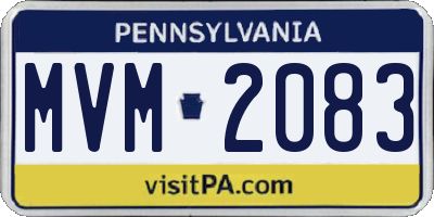 PA license plate MVM2083
