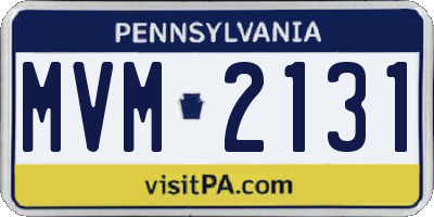 PA license plate MVM2131