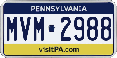PA license plate MVM2988