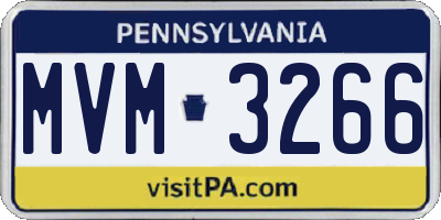 PA license plate MVM3266