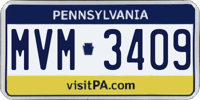 PA license plate MVM3409